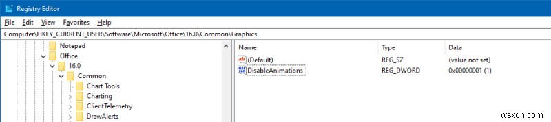 How to disable the smooth moving cursor in Office 2016