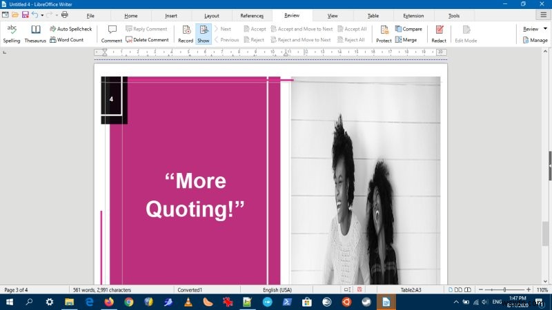 LibreOffice 7.0 - Words are very unnecessary