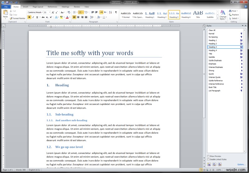 Microsoft Word & numbered lists