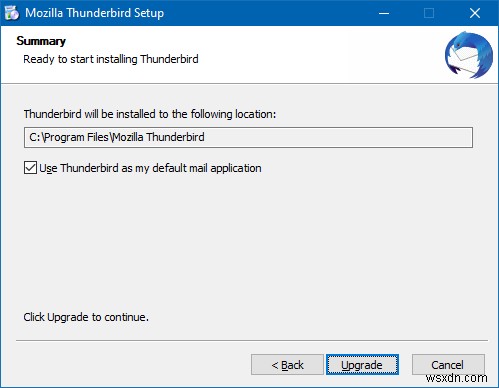 Thunderbird & no email associated to perform action error