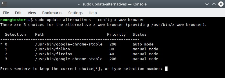 Firefox refuses to become default browser (Plasma, neon)