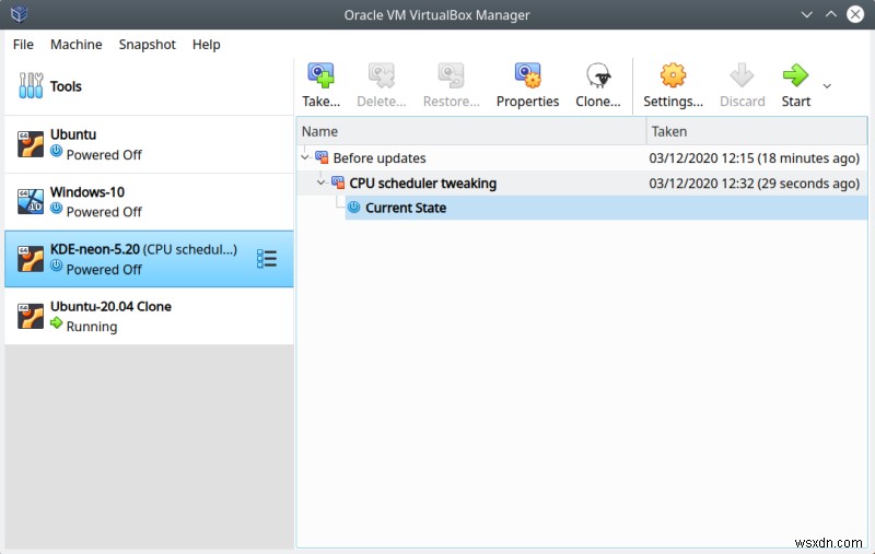 How to merge snapshots in VirtualBox & save disk space