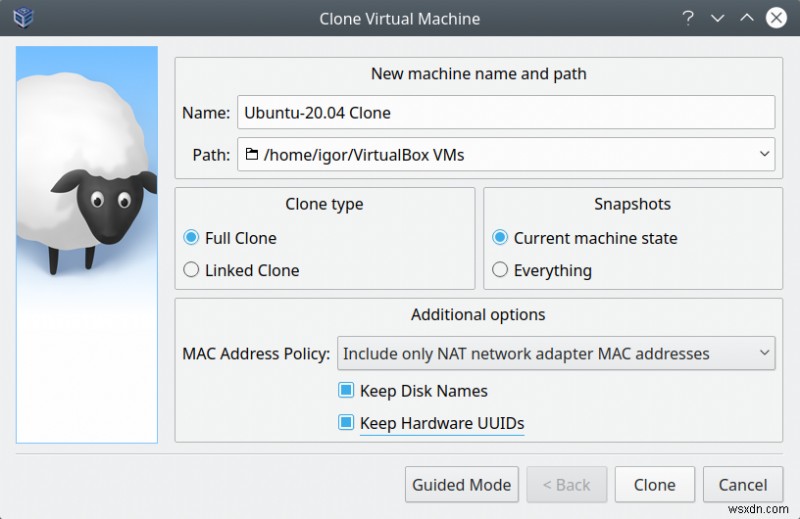 How to merge snapshots in VirtualBox & save disk space
