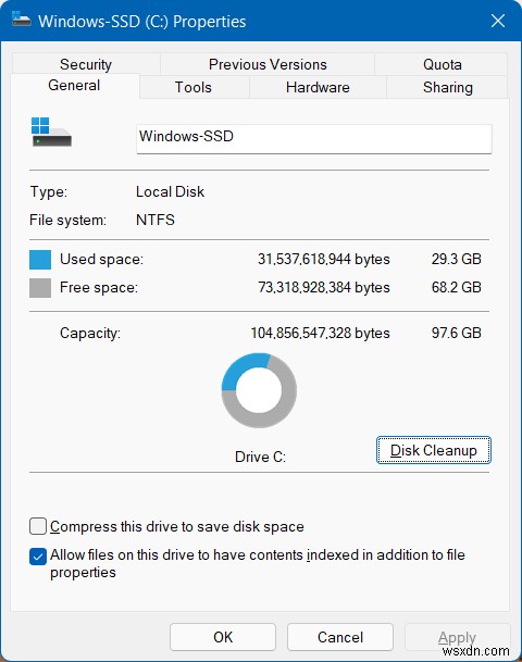 Disk space cleanup tools and methods in Windows