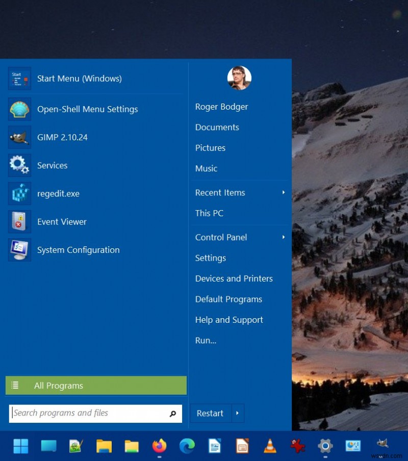 How to use a classic menu in Windows 11 with Open-Shell