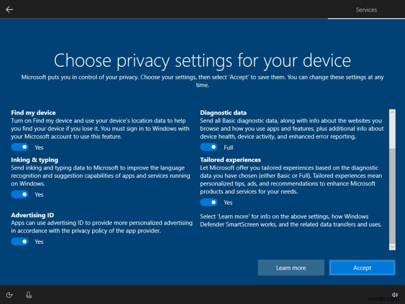 Windows 10 recent builds & local account setup