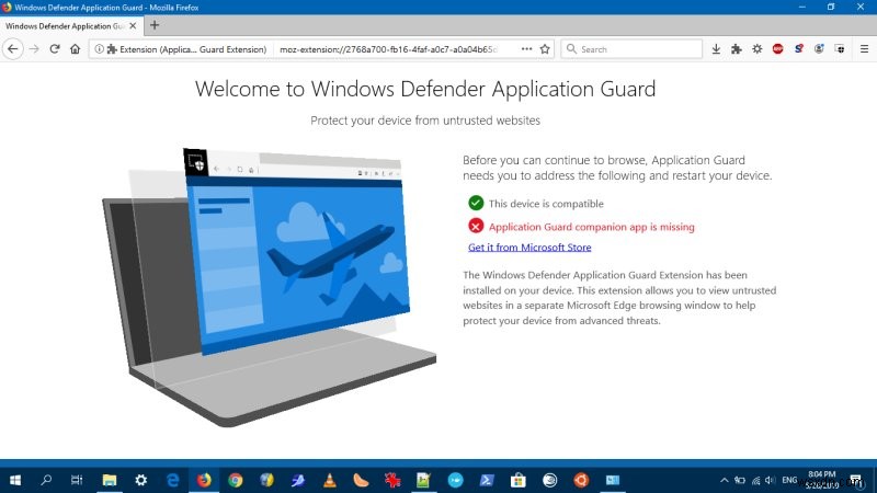 I wanted to try Windows Defender Application Guard