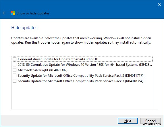 Windows 10 - How to hide updates