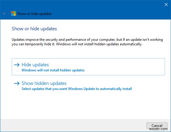 Windows 10 - How to hide updates