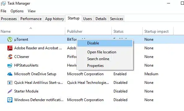 Disable windows 10 startup programs To fix slow starup and boot faster