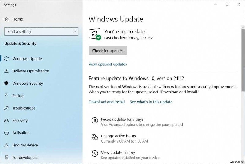Feature update Windows 10 version 21H2 failed to install (5 Quick solutions)