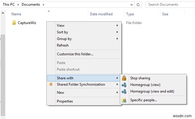 Using the Advanced Sharing Feature on Windows