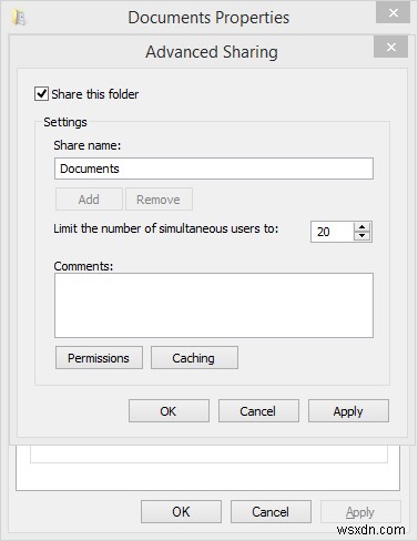 Using the Advanced Sharing Feature on Windows
