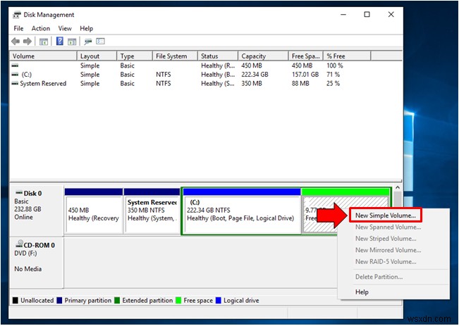Creating a Hard Drive Partition in Windows 10