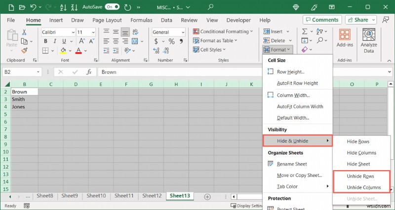 Restore Visibility: Unhide the First Column or Row in Excel