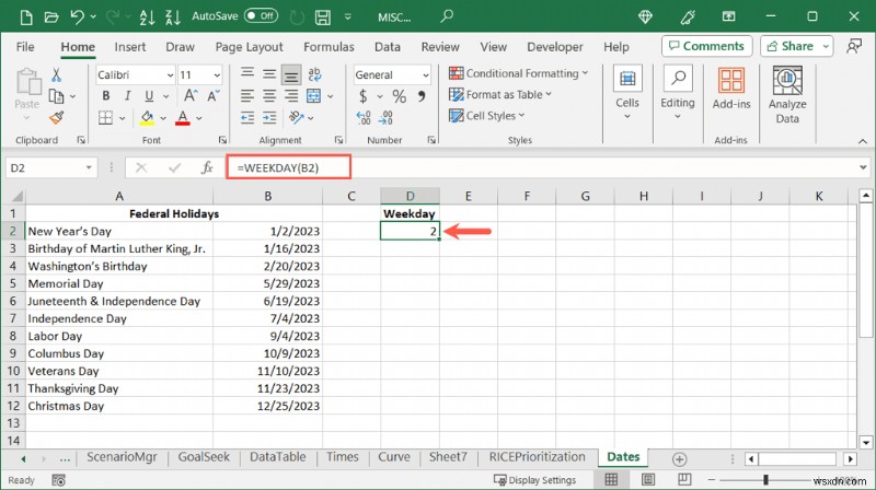 Convert Excel Dates to Weekday Names Easily