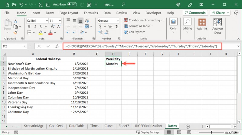 Convert Excel Dates to Weekday Names Easily