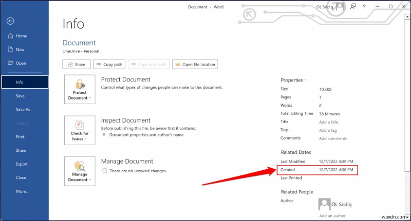 Discover When a Word Document Was Created or Modified in Windows