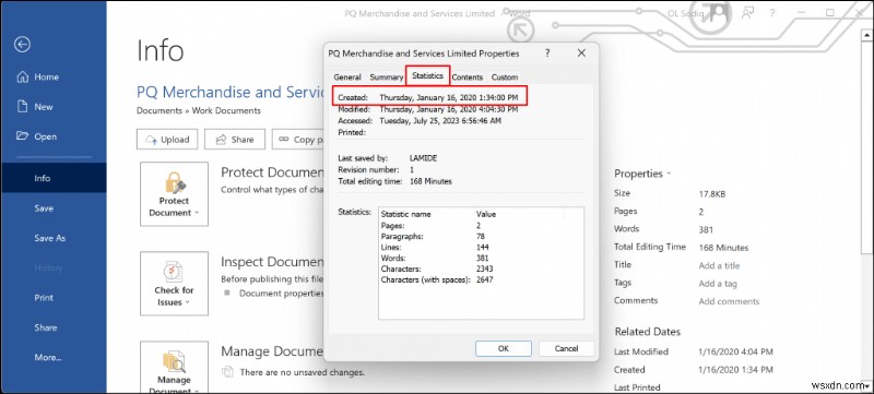 Discover When a Word Document Was Created or Modified in Windows