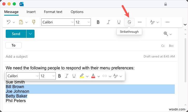Guide to Applying Strikethrough Text in Microsoft Outlook