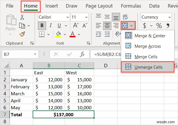 4 Simple Methods to Unmerge Cells in Microsoft Excel
