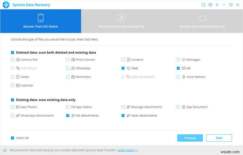 Recover Kik & Viber Chats on iPhone with Syncios Data Recovery