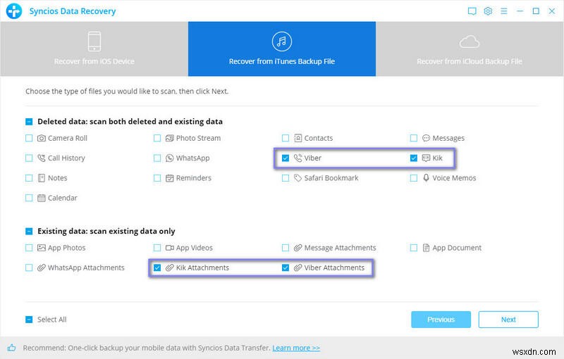 Recover Kik & Viber Chats on iPhone with Syncios Data Recovery