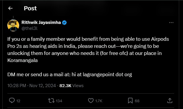 Bangalore Techies Reprogram Apple AirPods Pro to Aid Grandma’s Hearing