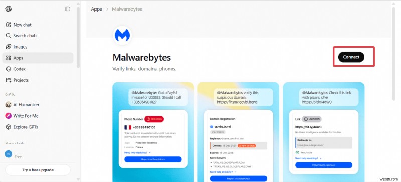 Instantly Detect Scams with Malwarebytes Integrated in ChatGPT