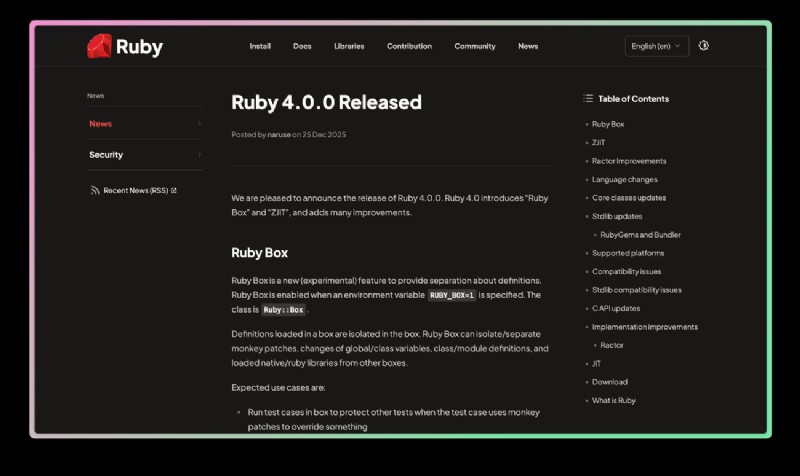 Ruby 4.0: Key Features, Release Highlights, and Upgrade Guide