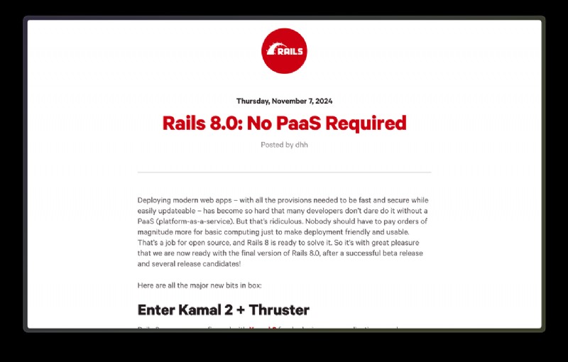 Rails 8 Unveiled: Key Features & Deployment Freedom