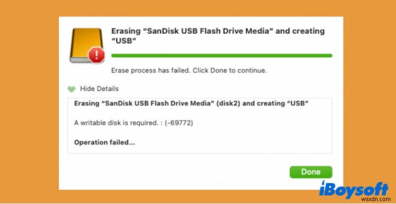 How to Fix the  Writable Disk is Required  Error When Erasing a USB Drive (Error -69772)
