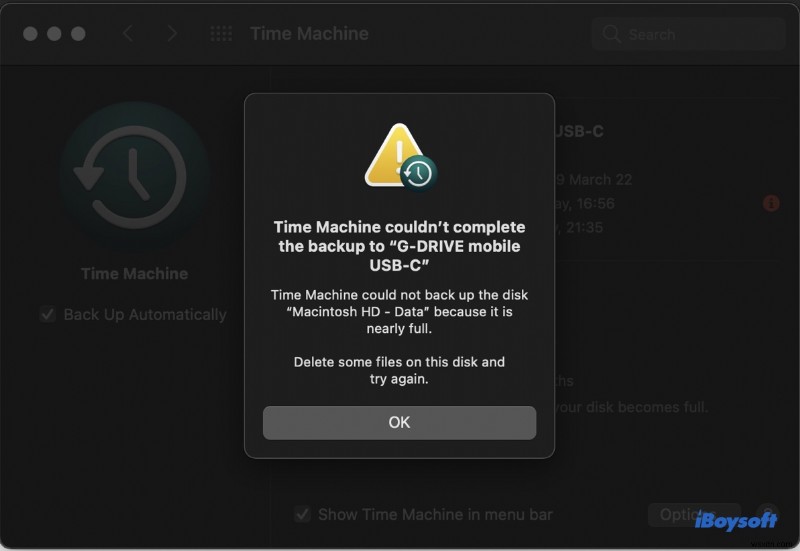 Resolve Time Machine Couldn t Complete the Backup Errors on macOS Sonoma, Ventura, and Sequoia