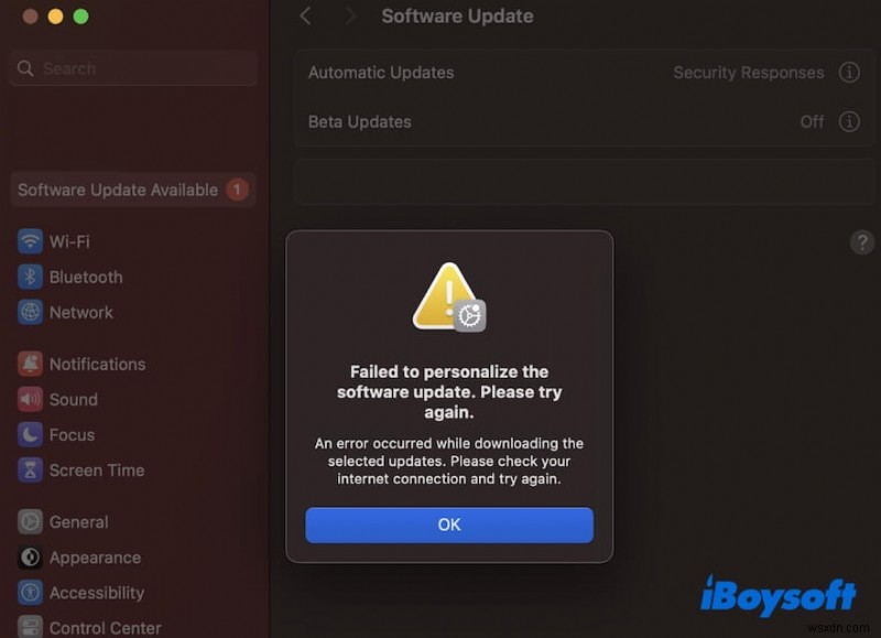 Resolve the  Failed to Personalize Software Update  Error When Updating to macOS Sequoia
