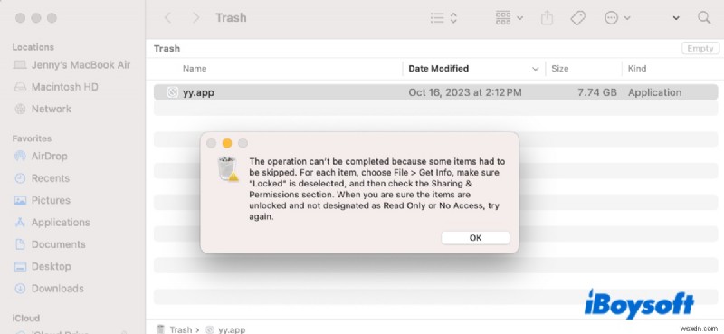 Resolve  Item in Use  Error When Deleting Trash on Mac – Quick Fix