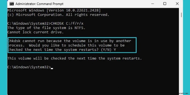Resolve Chkdsk Errors When the Volume Is In Use by Another Process