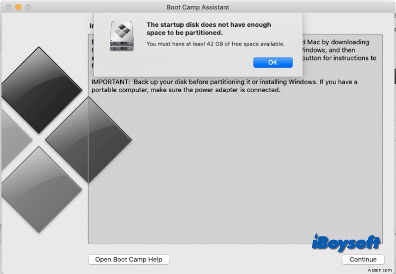 Boot Camp Reports Insufficient Space Even When Disk Utility Shows Plenty