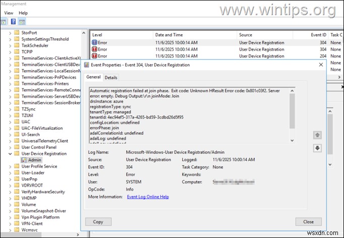 Resolve Automatic Registration Failures (Events 304/307) in Intune Enrollment