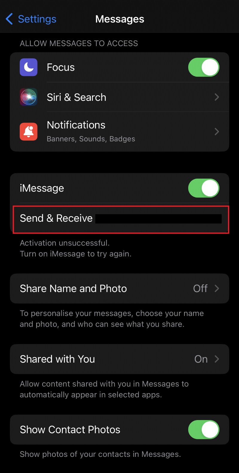 Fixing the  Phone Number Not Registered with iMessage  Error on iPhone