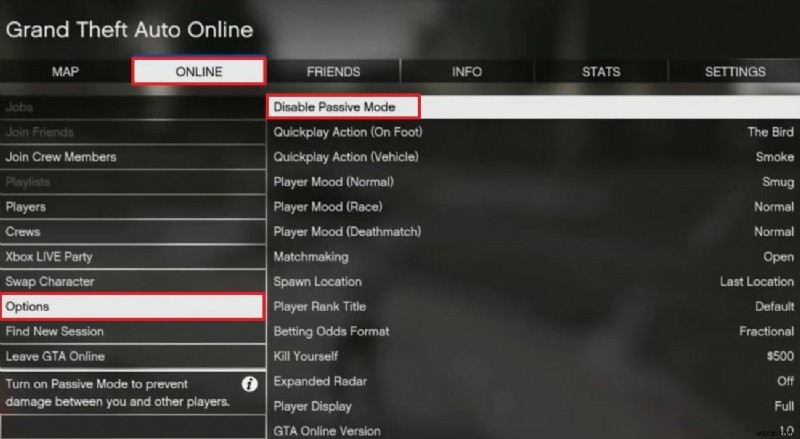 Disable GTA V Passive Mode on PC, Xbox & PlayStation