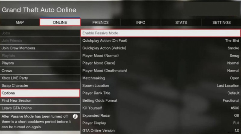 Disable GTA V Passive Mode on PC, Xbox & PlayStation