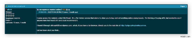 Silk Road: The First Dark Web Marketplace (2011-2013)