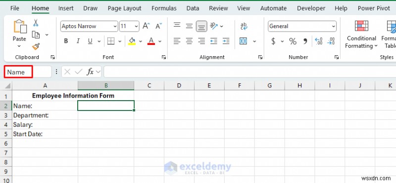 Create a Self-Clearing Excel Form Using VBA and Named Ranges