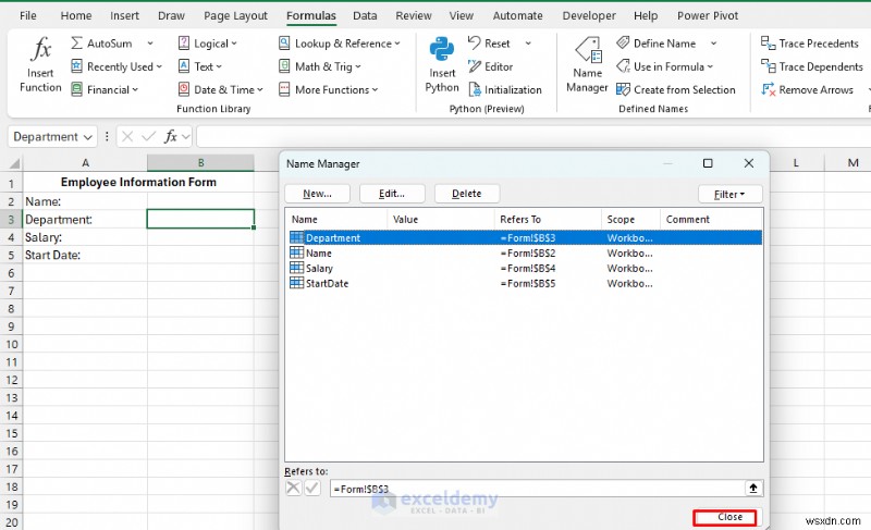 Create a Self-Clearing Excel Form Using VBA and Named Ranges