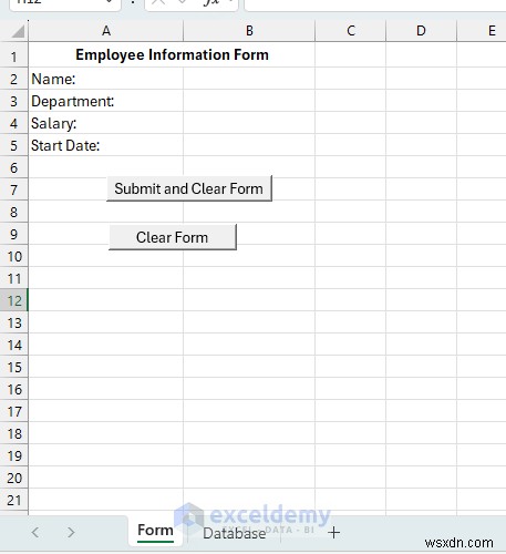 Create a Self-Clearing Excel Form Using VBA and Named Ranges