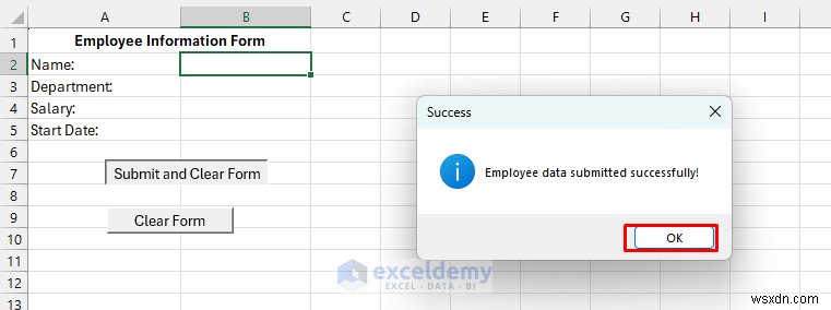 Create a Self-Clearing Excel Form Using VBA and Named Ranges