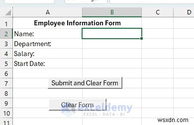Create a Self-Clearing Excel Form Using VBA and Named Ranges