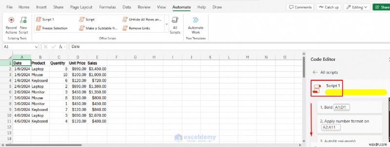 Boost Productivity: Automate Excel Online Workflows Using Office Scripts