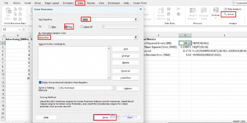 Build Lightweight ML Models in Excel Using Solver & Formulas