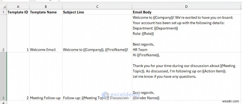 Build a Dynamic Email Generator in Excel Using Templates
